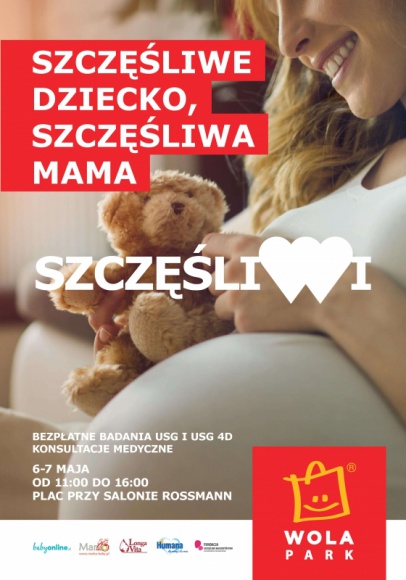Przyszła mamo – zbadaj się! Bezpłatne badania USG i USG 4D oraz konsultacje ze s Zdrowie, LIFESTYLE - Wola Park zaprasza do udziału w akcji "Szczęśliwe Dziecko, Szczęśliwa Mama". W dniach 6-7 maja przyszłe mamy będą miały szansę wykonać bezpłatne badanie USG i USG 4D oraz skonsultować się ze specjalistami.