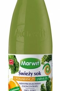 Świeży sok Marwit z pomarańczy i jarmużu idealny na wzmocnienie odporności