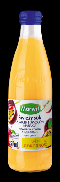 Świeży sok z jabłek i marakui Marwit. Egzotyczne orzeźwienie nie tylko na lato Zdrowie, LIFESTYLE - Słodko-kwaśny smak tropikalnej marakui idealne gasi pragnienie i skutecznie orzeźwia ciało. Egzotyczną nutę znajdziesz teraz w soku z jabłek i marakui Marwit, który na stałe trafił do oferty marki.