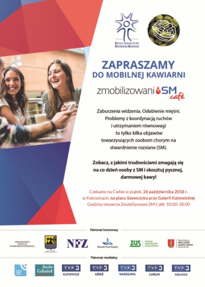 ZMOBILIZOWANI.SM CAFÉ ZAPARKUJE POD GALERIĄ KATOWICKĄ Zdrowie, LIFESTYLE - W piątek, 26.10., w Zmobilizowani.SM, będzie można sprawdzić co odczuwają osoby zmagające się ze stwardnieniem rozsianym. W godzinach 12:00 - 14:00 gościem będzie ambasador akcji, YouTuber Łukasz Jakóbiak.