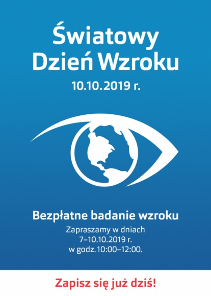 Światowy Dzień Wzroku 2019 pod hasłem Wzrok przede wszystkim Zdrowie, LIFESTYLE - 10 października przypada Światowy Dzień Wzroku, który w tym roku obchodzony będzie pod hasłem Vision First – Wzrok przede wszystkim. Corocznie celem tego święta jest propagowanie zdrowego widzenia i regularnych badań wzroku oraz poszerzanie dostępu do specjalistów.