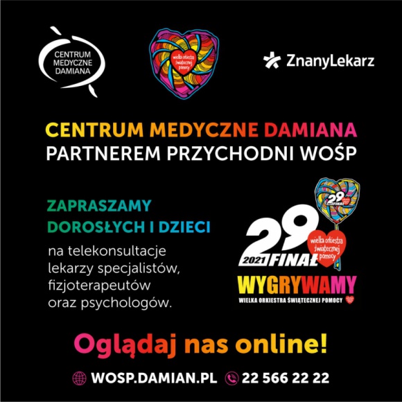Centrum Medyczne Damiana po raz kolejny gra razem z Wielką Orkiestrą Świątecznej Zdrowie, LIFESTYLE - Centrum Medyczne Damiana po raz kolejny gra razem z Wielką Orkiestrą Świątecznej Pomocy